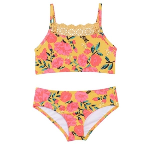 Billabong ☀️ Sun Dream Girls’ Floral Crochet Tropical Bikini Set 💕⛱️ - Picture 11 of 12